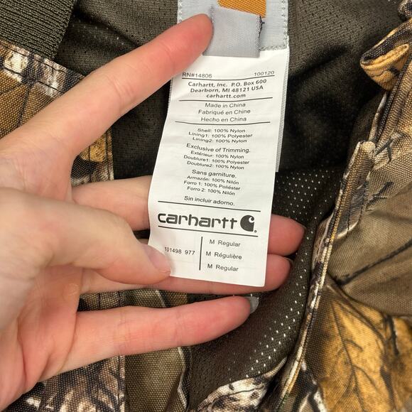 Carhartt Realtree Camouflage Shoreline Men M Nylon Hunting Camo Bib Overalls EUC - Picture 4 of 15